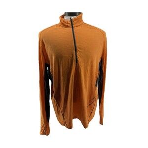 Icebreaker Men XL New Zealand Merino Wool GT 1/2 Zip Orange Layer Flaw Holes